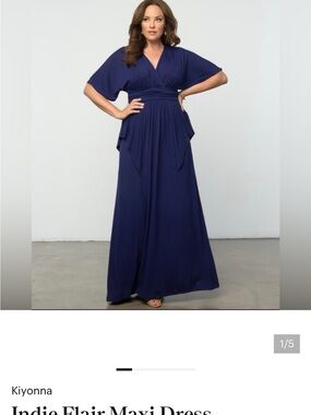 Kiyonna Navy V-Neck Maxi Dress